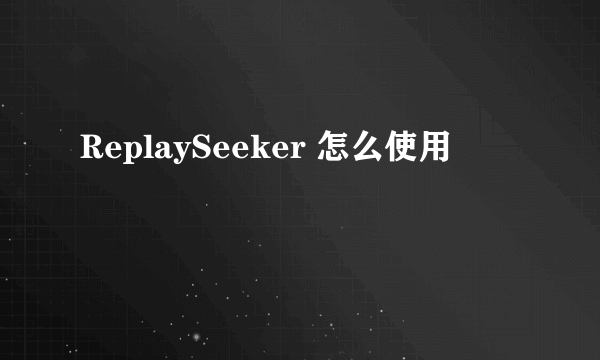 ReplaySeeker 怎么使用