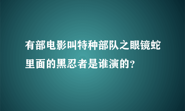 有部电影叫特种部队之眼镜蛇里面的黑忍者是谁演的？