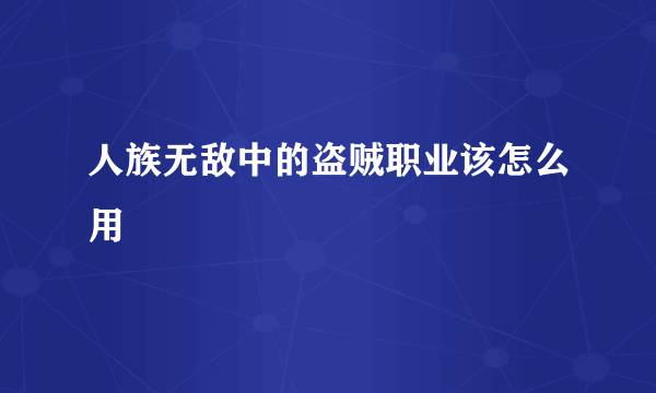 人族无敌中的盗贼职业该怎么用