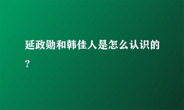 延政勋和韩佳人是怎么认识的？