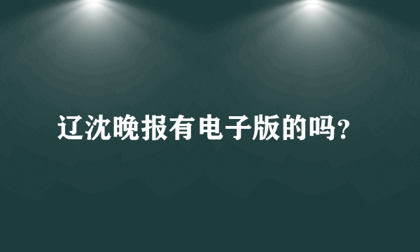 辽沈晚报有电子版的吗？