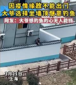 上海隔离大爷坐墙上钓鱼，大爷为何如此热爱钓鱼？