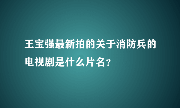 王宝强最新拍的关于消防兵的电视剧是什么片名？