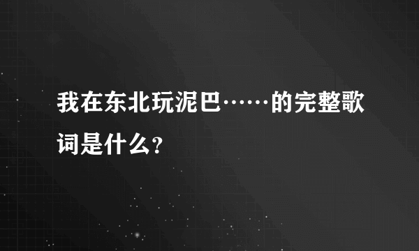 我在东北玩泥巴……的完整歌词是什么？