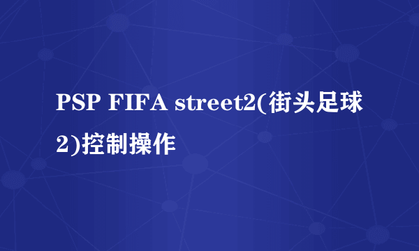 PSP FIFA street2(街头足球2)控制操作