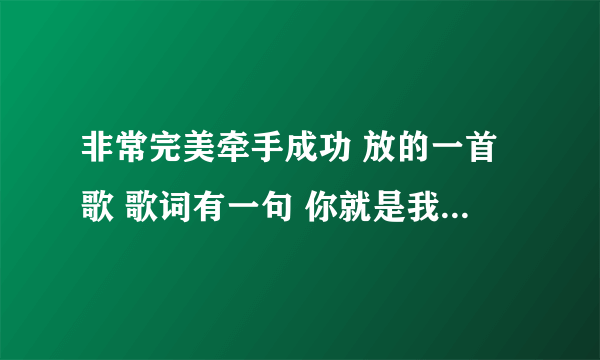 非常完美牵手成功 放的一首歌 歌词有一句 你就是我的super number one 是什么歌