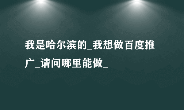 我是哈尔滨的_我想做百度推广_请问哪里能做_