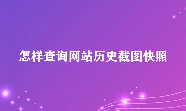 怎样查询网站历史截图快照