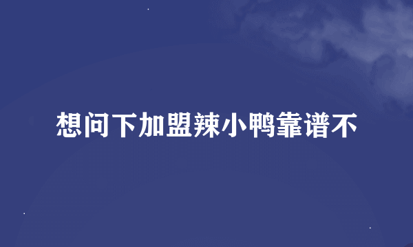 想问下加盟辣小鸭靠谱不