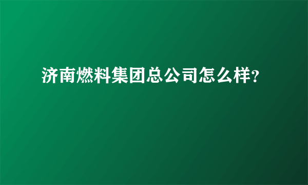 济南燃料集团总公司怎么样？