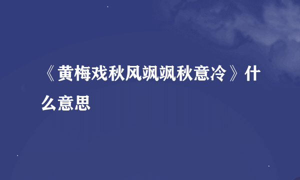 《黄梅戏秋风飒飒秋意冷》什么意思