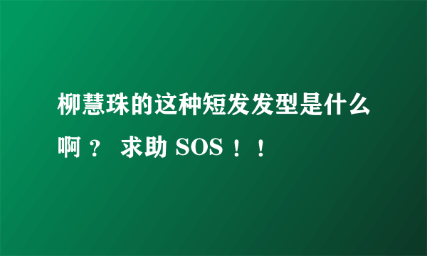 柳慧珠的这种短发发型是什么啊 ？ 求助 SOS ！！