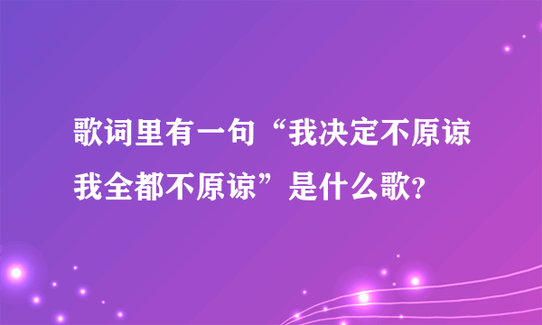 歌词里有一句“我决定不原谅我全都不原谅”是什么歌？