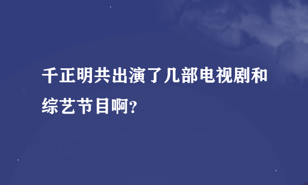 千正明共出演了几部电视剧和综艺节目啊？