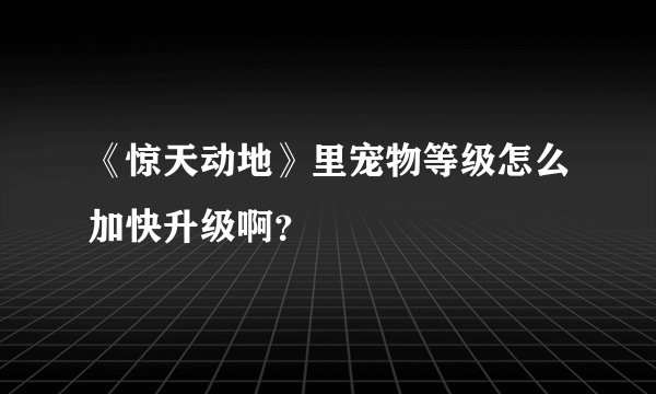 《惊天动地》里宠物等级怎么加快升级啊？