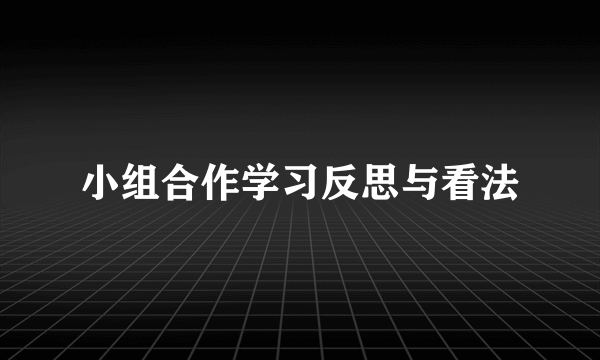 小组合作学习反思与看法