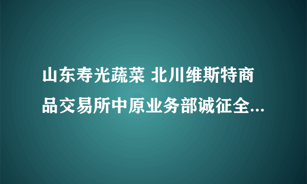 山东寿光蔬菜 北川维斯特商品交易所中原业务部诚征全省各地市代理商，电话0379-63638158