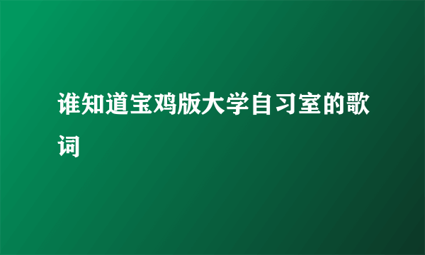 谁知道宝鸡版大学自习室的歌词