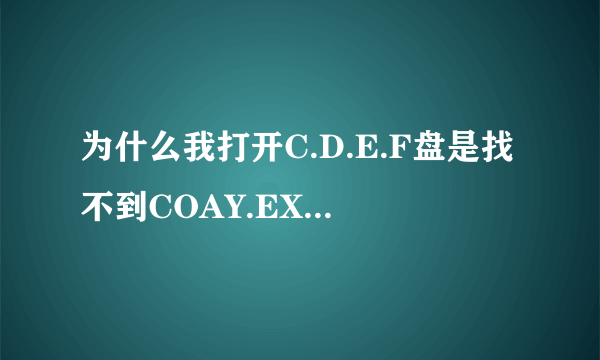 为什么我打开C.D.E.F盘是找不到COAY.EXE文件呢？我对这方面不懂啊。GGJJ门回答下我拉。谢谢