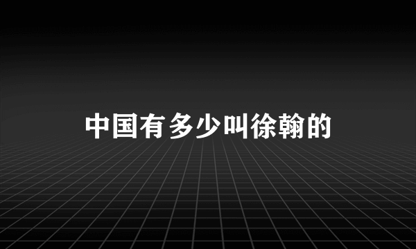 中国有多少叫徐翰的