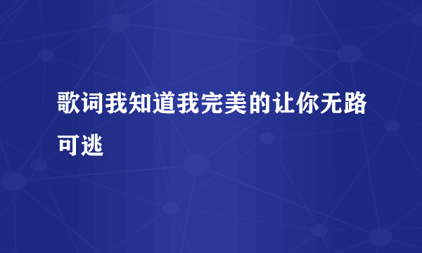 歌词我知道我完美的让你无路可逃