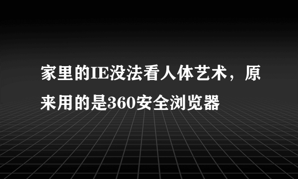 家里的IE没法看人体艺术，原来用的是360安全浏览器