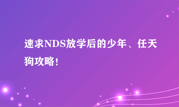 速求NDS放学后的少年、任天狗攻略！