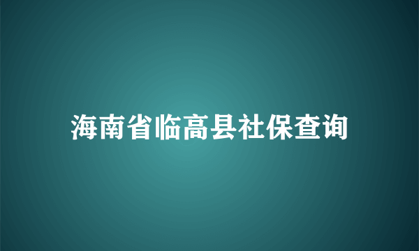 海南省临高县社保查询