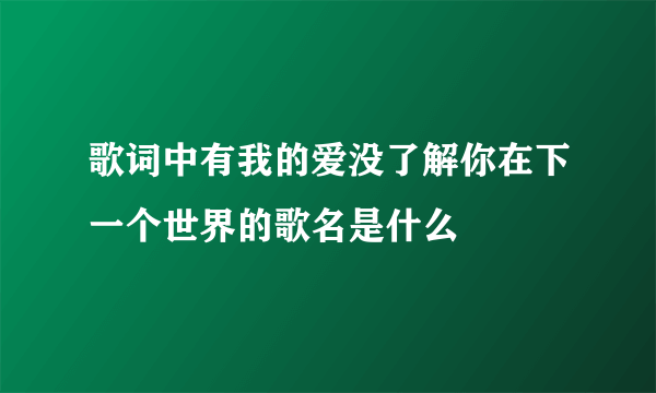 歌词中有我的爱没了解你在下一个世界的歌名是什么