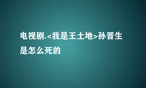 电视剧.<我是王土地>孙晋生是怎么死的