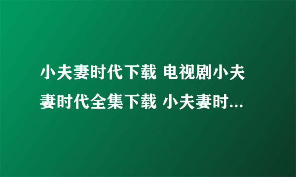 小夫妻时代下载 电视剧小夫妻时代全集下载 小夫妻时代迅雷下载 小夫妻时代76集全集下载