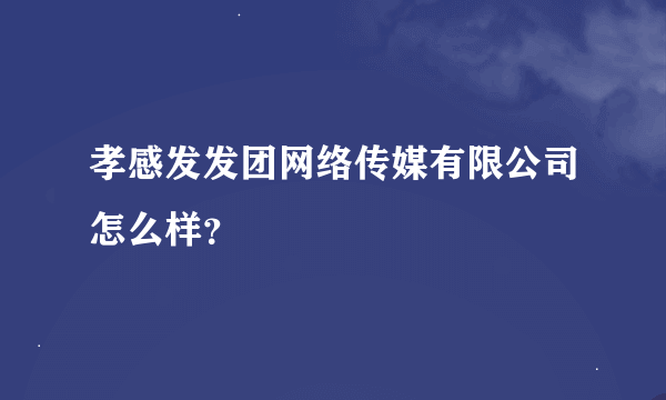 孝感发发团网络传媒有限公司怎么样？