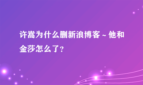 许嵩为什么删新浪博客～他和金莎怎么了？