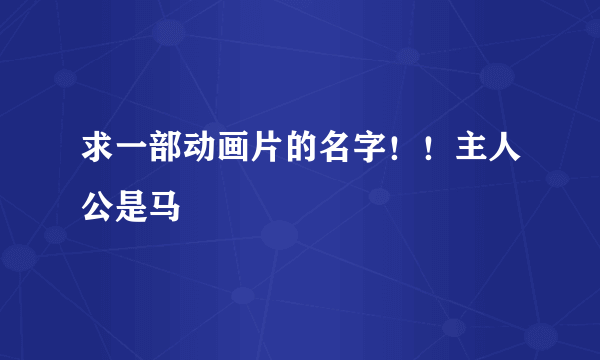 求一部动画片的名字！！主人公是马