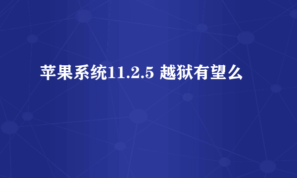 苹果系统11.2.5 越狱有望么