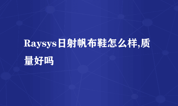 Raysys日射帆布鞋怎么样,质量好吗