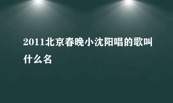 2011北京春晚小沈阳唱的歌叫什么名