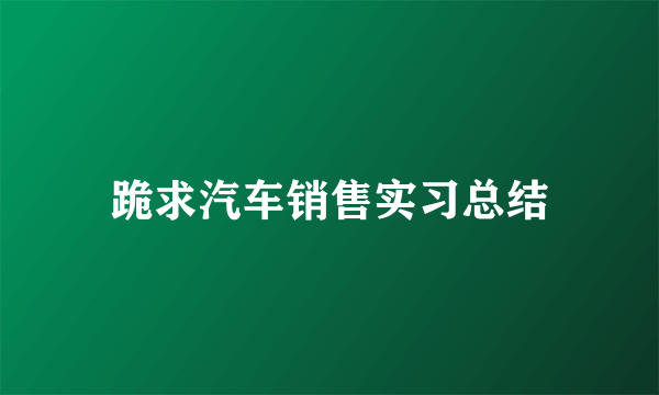 跪求汽车销售实习总结