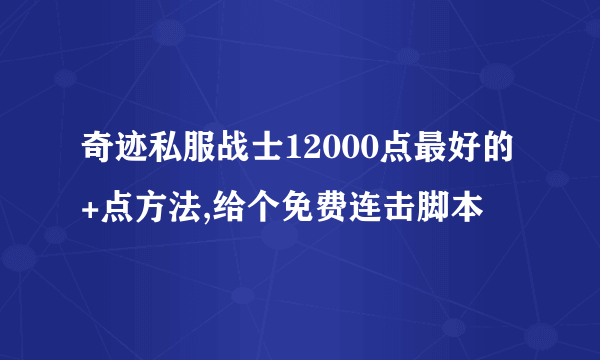 奇迹私服战士12000点最好的+点方法,给个免费连击脚本