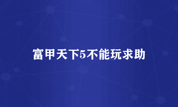 富甲天下5不能玩求助