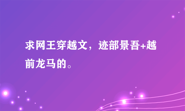 求网王穿越文，迹部景吾+越前龙马的。