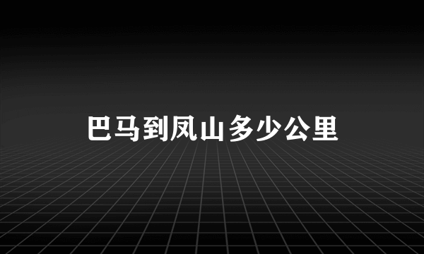 巴马到凤山多少公里