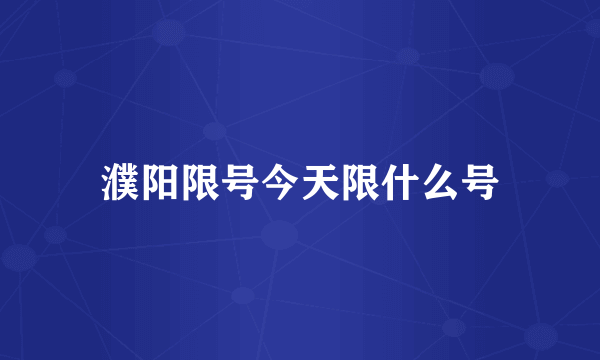 濮阳限号今天限什么号