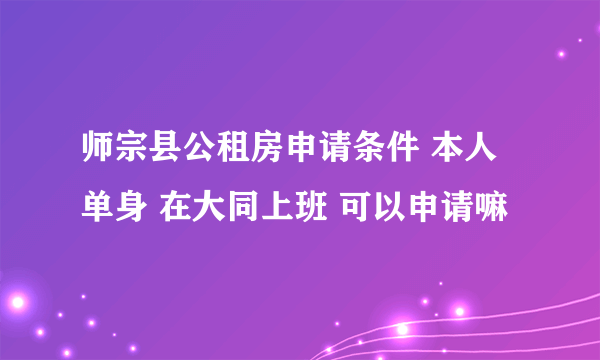 师宗县公租房申请条件 本人单身 在大同上班 可以申请嘛