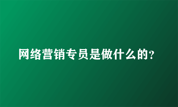 网络营销专员是做什么的？