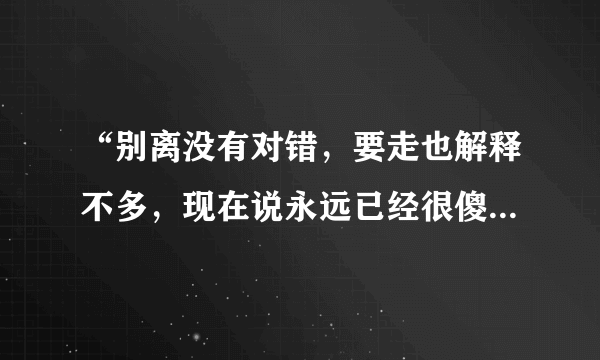 “别离没有对错，要走也解释不多，现在说永远已经很傻”这个歌叫什么名字