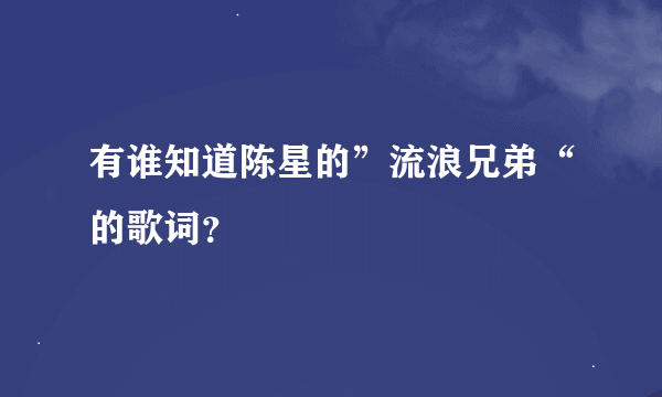 有谁知道陈星的”流浪兄弟“的歌词？