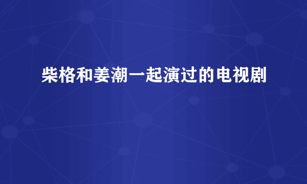 柴格和姜潮一起演过的电视剧