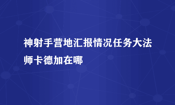 神射手营地汇报情况任务大法师卡德加在哪