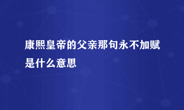 康熙皇帝的父亲那句永不加赋是什么意思